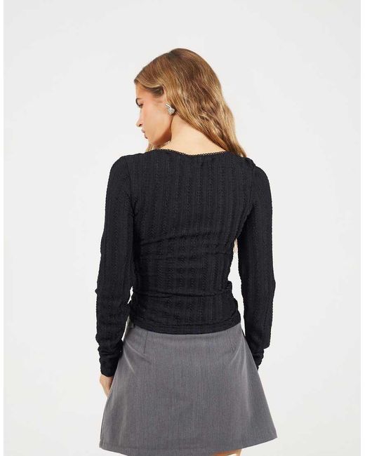 Brave Soul Black Textured Scoop Neck Top