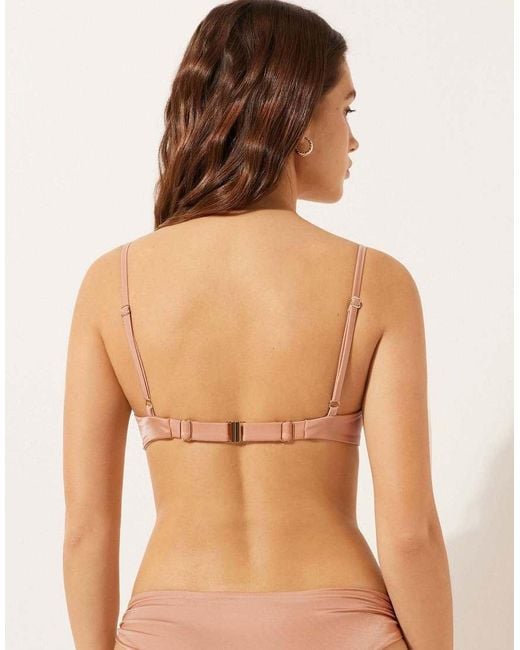 Calzedonia Brown Fuller Bust Balconette Bikini Top Shiny Satin