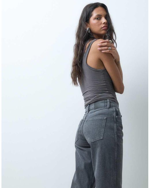 Vaqueros Grises Elásticos De Pernera Recta Cómoda De ASOS de color Blue
