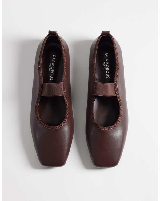 Glamorous Brown Square Toe Ballet Flats