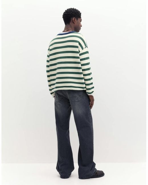 Pull&Bear – stwd – gestreifter pullover in Green für Herren