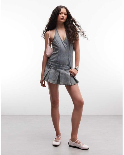 Collusion Blue Halterneck Dress