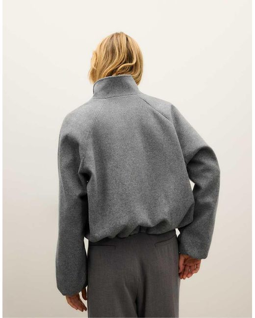 Stradivarius Gray Soft-touch Bomber Jacket