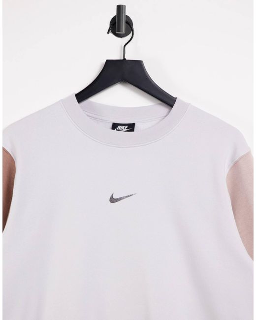 Nike swoosh colour block sweatshirt in blue and green neutral new arrivals