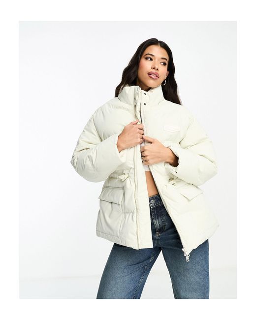 The Couture Club White Oversized Pleated Puffer Jacket