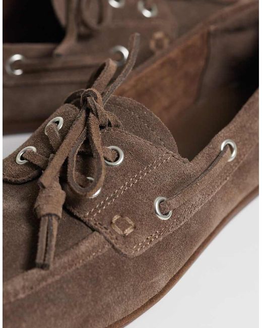 Mango Brown Leather Boat Shoe