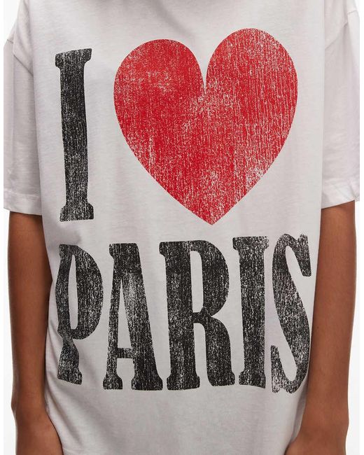 ASOS Red Oversized T-shirt With Distressed 'i Love Paris' Graphic