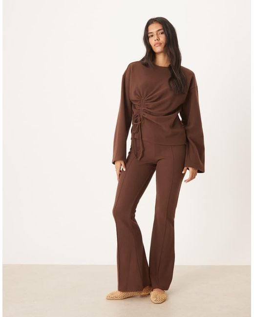 ASOS Brown Supersoft Ruched Detail Long Sleeve Top Co-ord