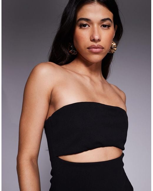 ASOS Black Crepe Bandeau Top With Cutout