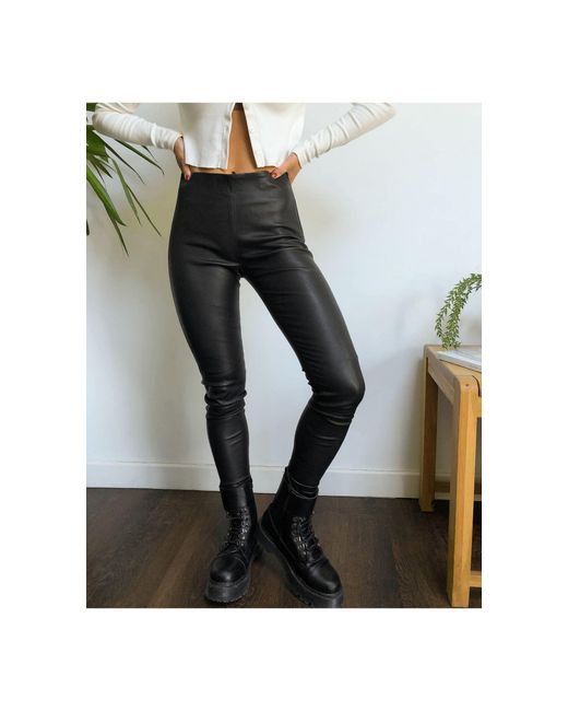 SELECTED Femme Real Leather leggings in Black Womens Clothing Trousers Slacks and Chinos Leggings 