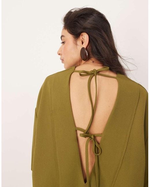 ARRANGE Natural Boxy Seam Top With Tie Back Detail