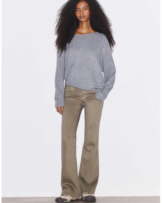 Stradivarius Gray Asymmetric Knit Sweater