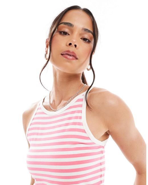 Pieces Pink Racer Neck Jersey Mini Dress