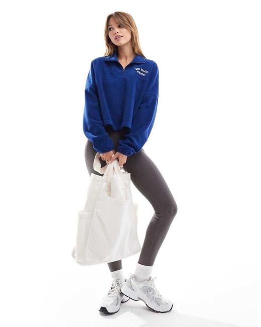 New Balance Blue Graphic Polar Fleece Half Zip