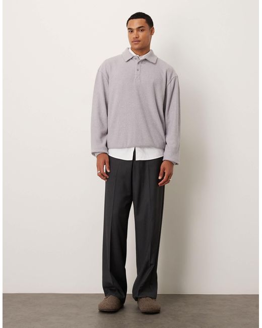 Sweat décontracté en maille côtelée effet brossé avec col - chiné ASOS pour homme en coloris Gray