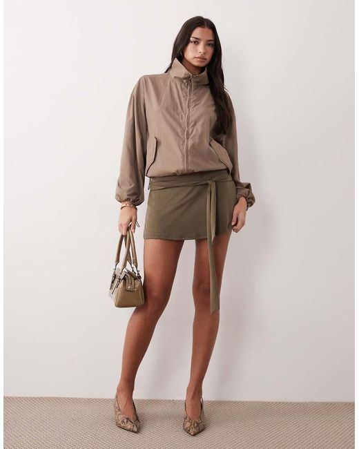 Motel Brown Grecia Tie Mini Skirt