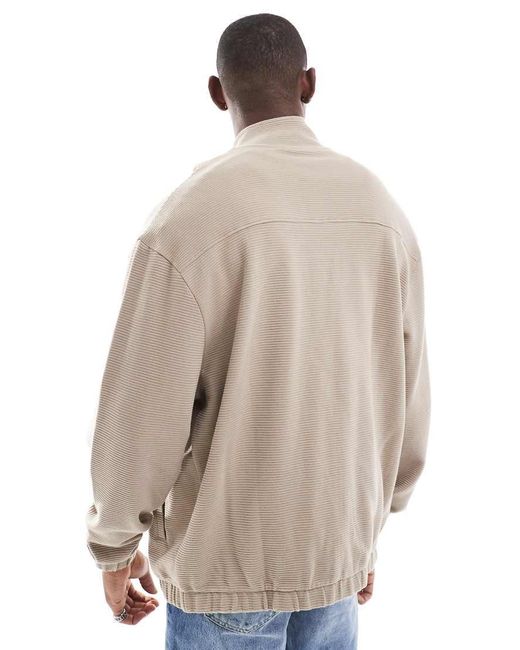 Chaqueta Harrington Beis Extragrande De Punto Acanalado De -Marrón ASOS de hombre de color Natural