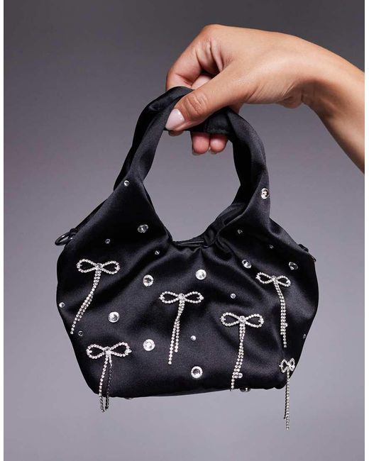 Borsa A Mano Nera Con Fiocchi di River Island in Gray