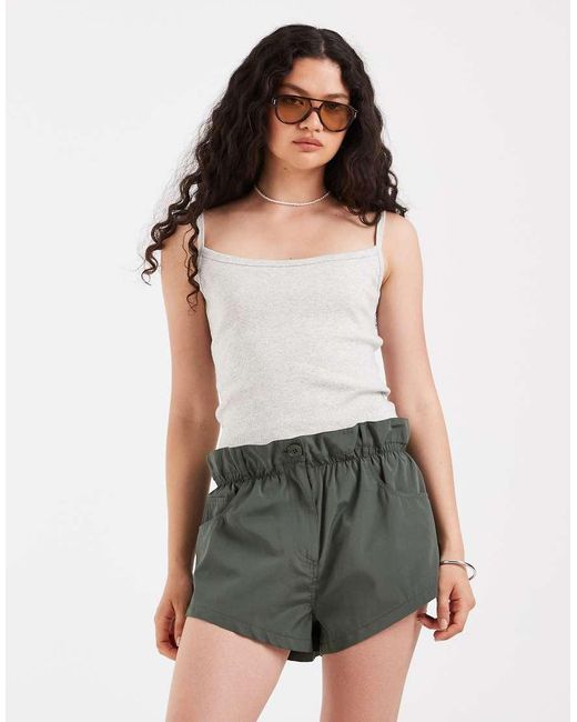ASOS Green Paper Bag Cargo Shorts