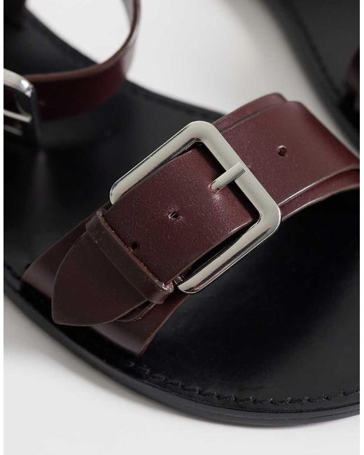 Mango White 100% Leather Buckle Detailing Flat Sandals