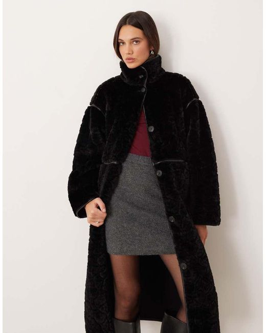 Gina Tricot Black Faux Fur Bonded Midi Coat