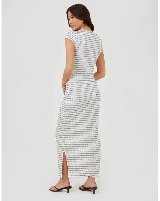 Brave Soul Gray Textured Jersey Stripe Short Sleeve Top