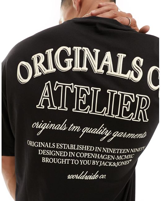 Jack & Jones Black Oversized T-shirt With Logo Back Print for men