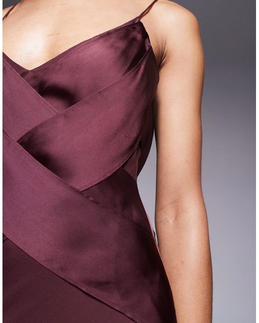 ASOS Purple Asos Design Tall Cami Satin Bust Overlay Chiffon Maxi Dress