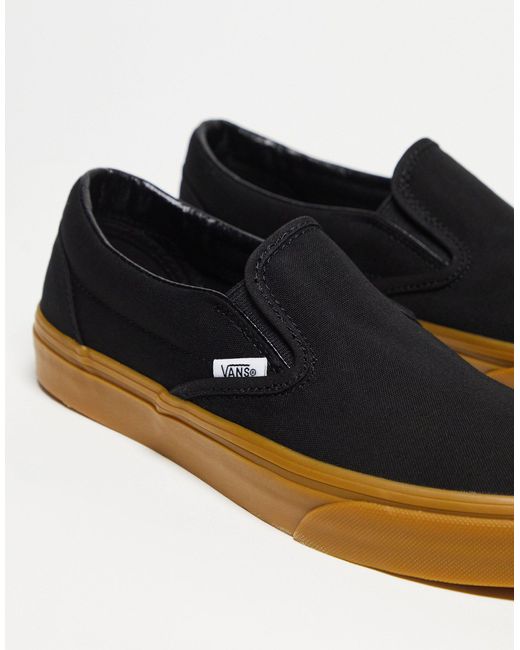 Vans Black Classic Slip On Gum Sole Sneakers for men