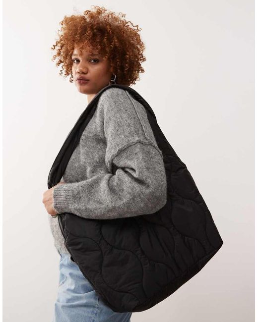 Weekday Doorgestikte Tote Tas in het Black