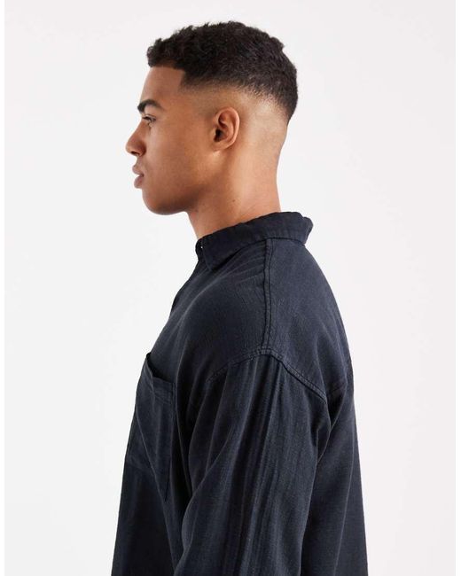 Cotton On Blue Washed Long Sleeve Shirt for men