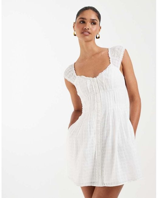 Hollister White Milkmaid Mini Dress With Built