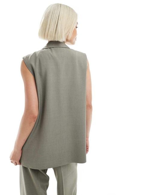 ONLY Green Longline Open Waistcoat Co-Ord