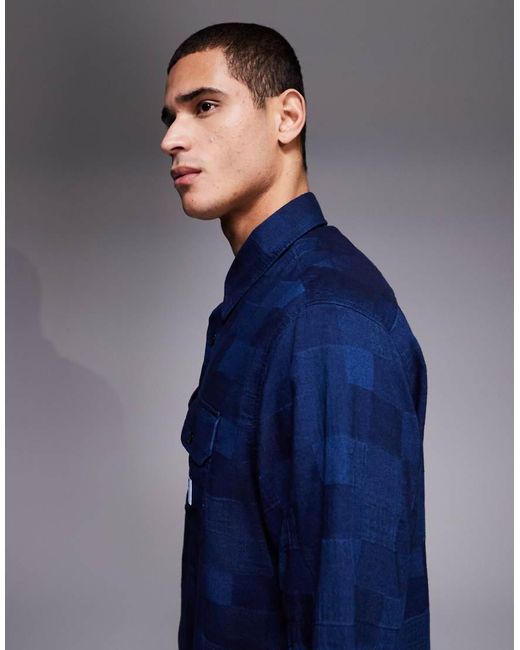 HUGO Blue Oversized Patterned Shirt for men