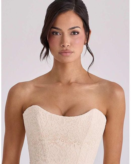 House Of Cb Natural Larra Vintage Ivory Strapless Lace Corset Top