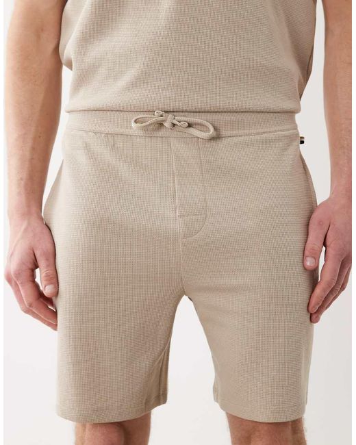 Boss Natural Waffle Co-Ord Lounge Shorts for men