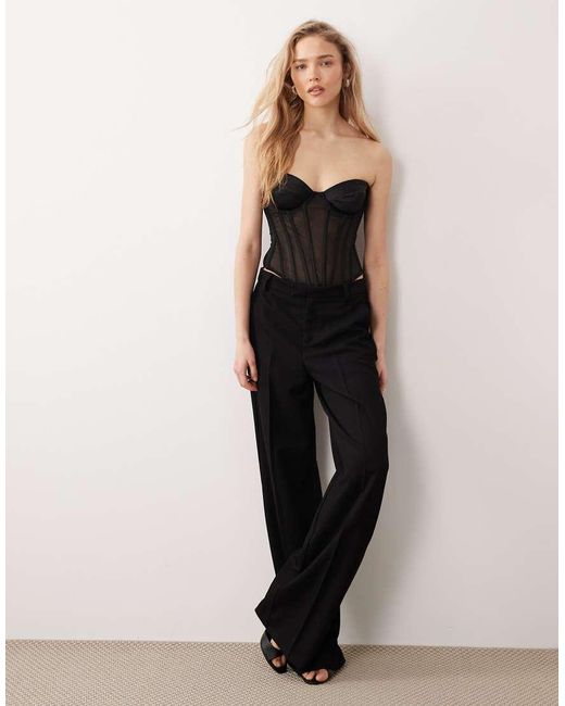 Oh Polly Black Mesh Strapless Corset