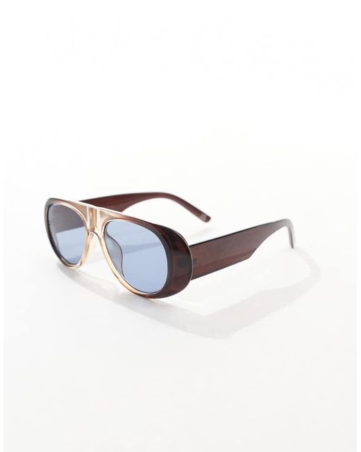 Gafas De Sol De Estilo Aviador Con Montura Y Lentes Azules Para Festivales De ASOS de hombre de color White