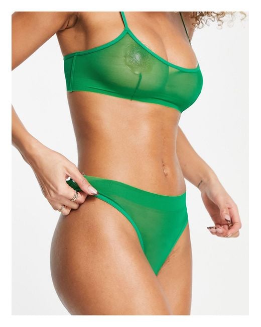 ASOS Maddy Clean Mesh Micro Thong in Green