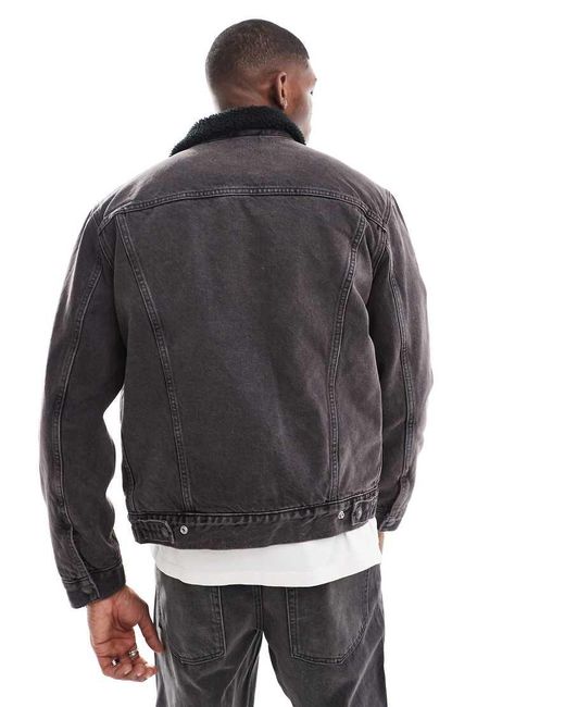 Black levis sherpa denim jacket clearance