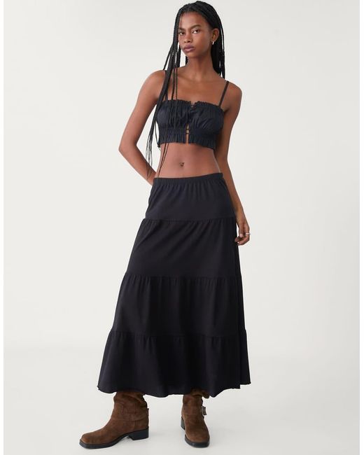 Stradivarius Blue Cropped Milkmaid Top
