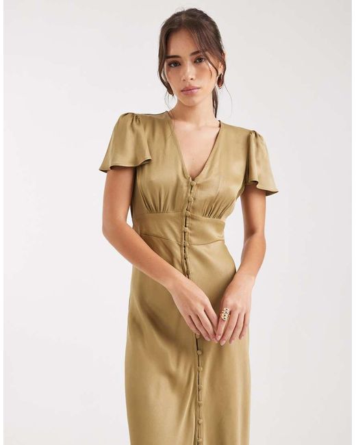 Maids To Measure Metallic Bridesmaid Button Front Maxi Dress