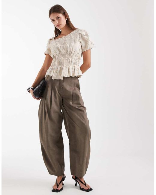 laagam Brown Vaiana Ruffle Blouse