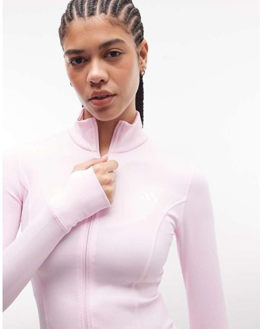 Adidas Originals Pink Adidas Training Workout Essentials Knitted Jacket