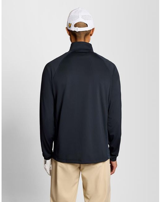 Lyle & Scott Blue Mid Layers Mesh Panelled Golf Course Midlayer for men