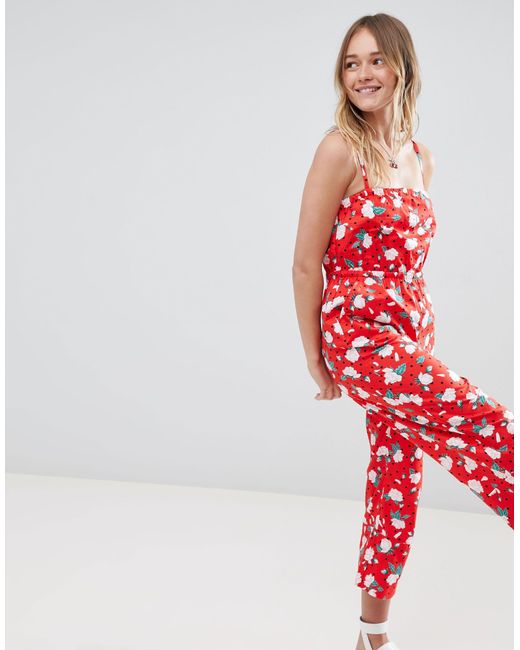monki red jumpsuit