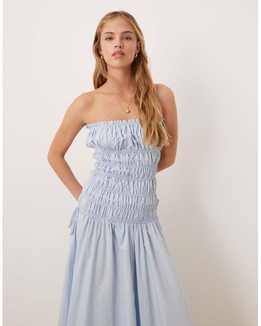 Vrg Grl White Isable Shirred Bust Midaxi Dress