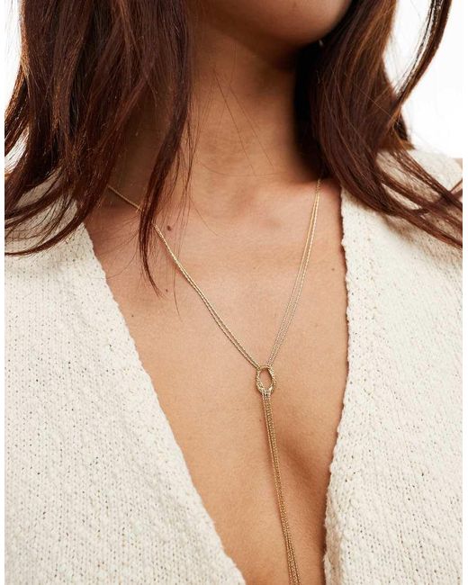 ASOS Lariat-Ketting Met Fijne Platte Schakels En Geknoopt Ontwerp in het White
