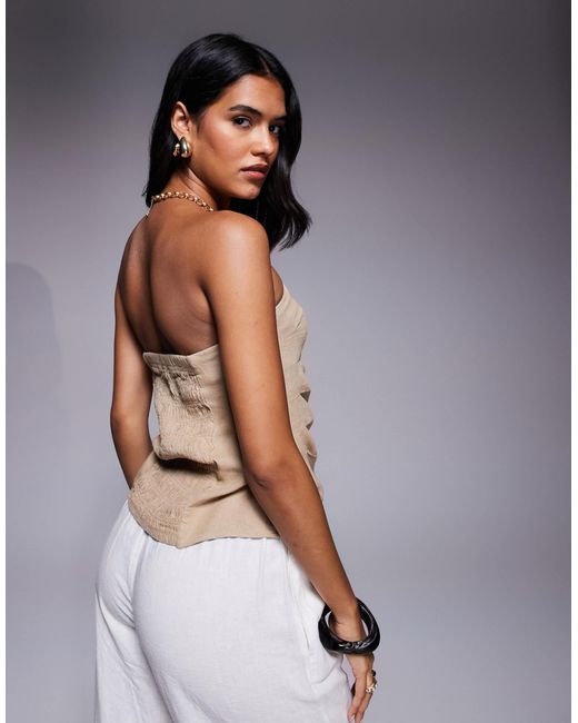 River Island Natural Linen Blend Bandeau Top