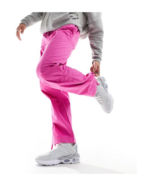 Pantalon cargo ample en popeline ASOS pour homme en coloris Pink